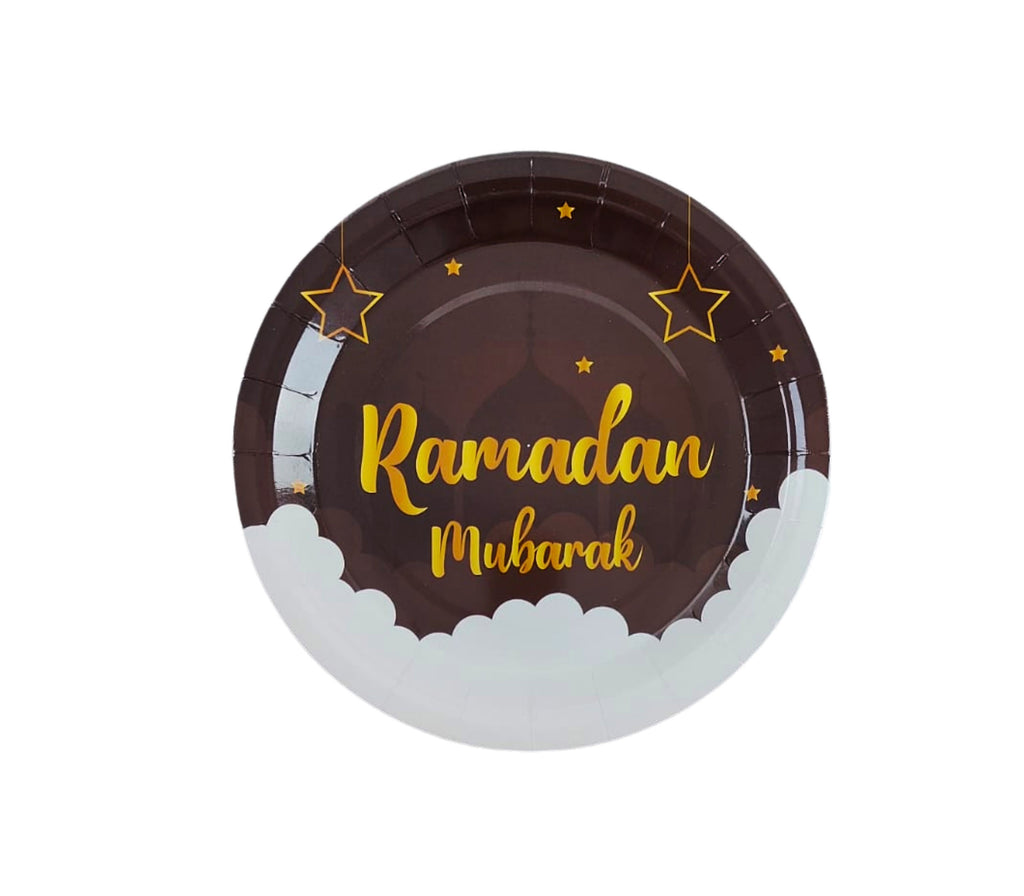 Ramadan Mubarak Brown and Gold Plate Set of 10 U-SHINE CRAFT CO.