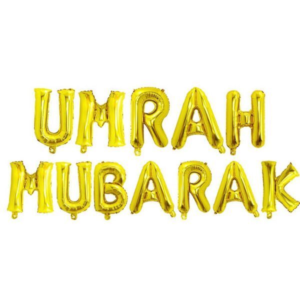 Gold 'Umrah Mubarak' Foil Letter Balloons U-SHINE CRAFT CO.
