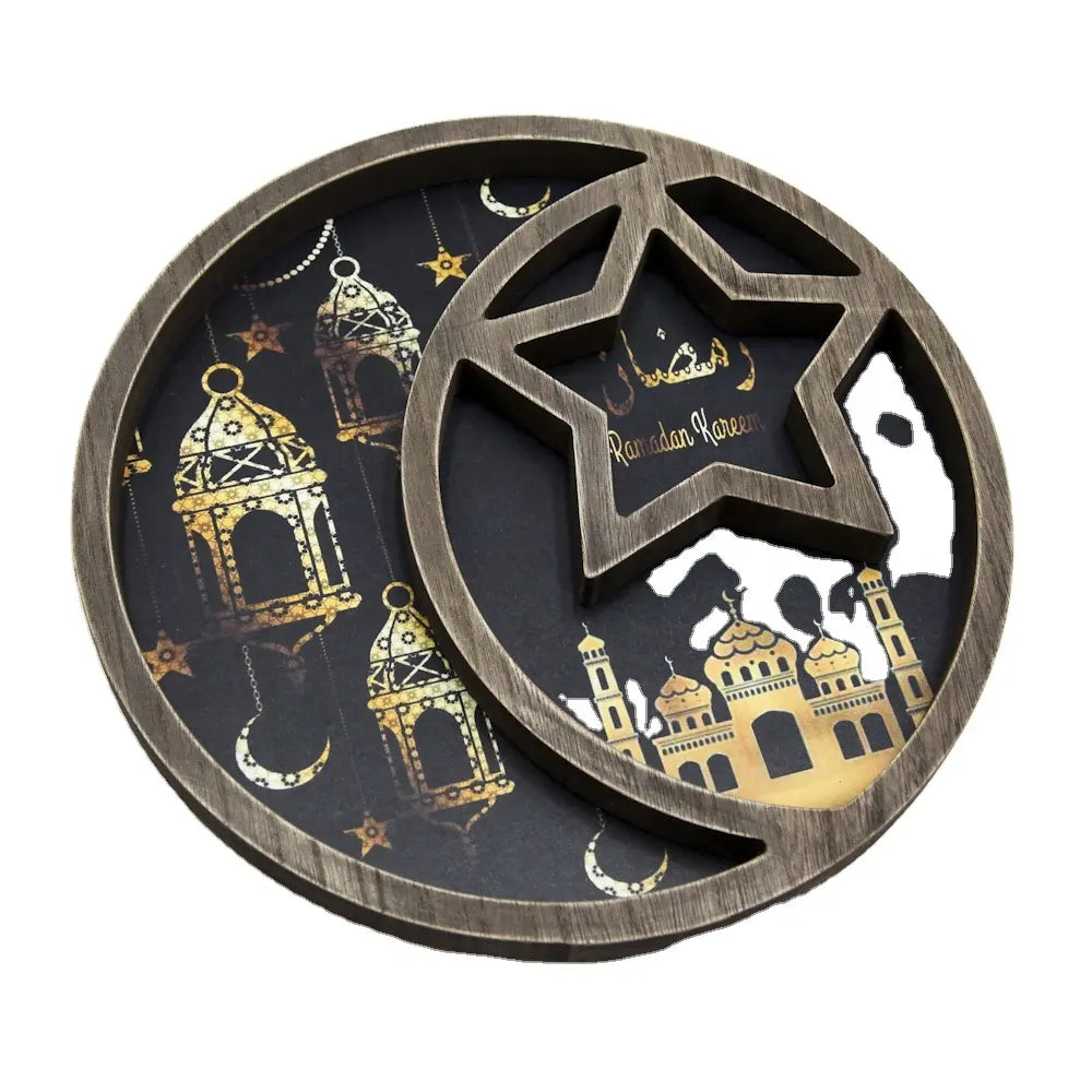 Ramadan Kareem Star & Crescent Bamboo Platter U-SHINE CRAFT CO.