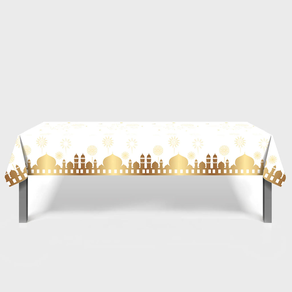 White and Gold Reusable tablecloth Muslim Memories
