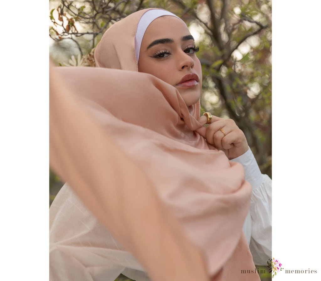 FRENCH ROSE Satin Modal Hijab Muslim Memories