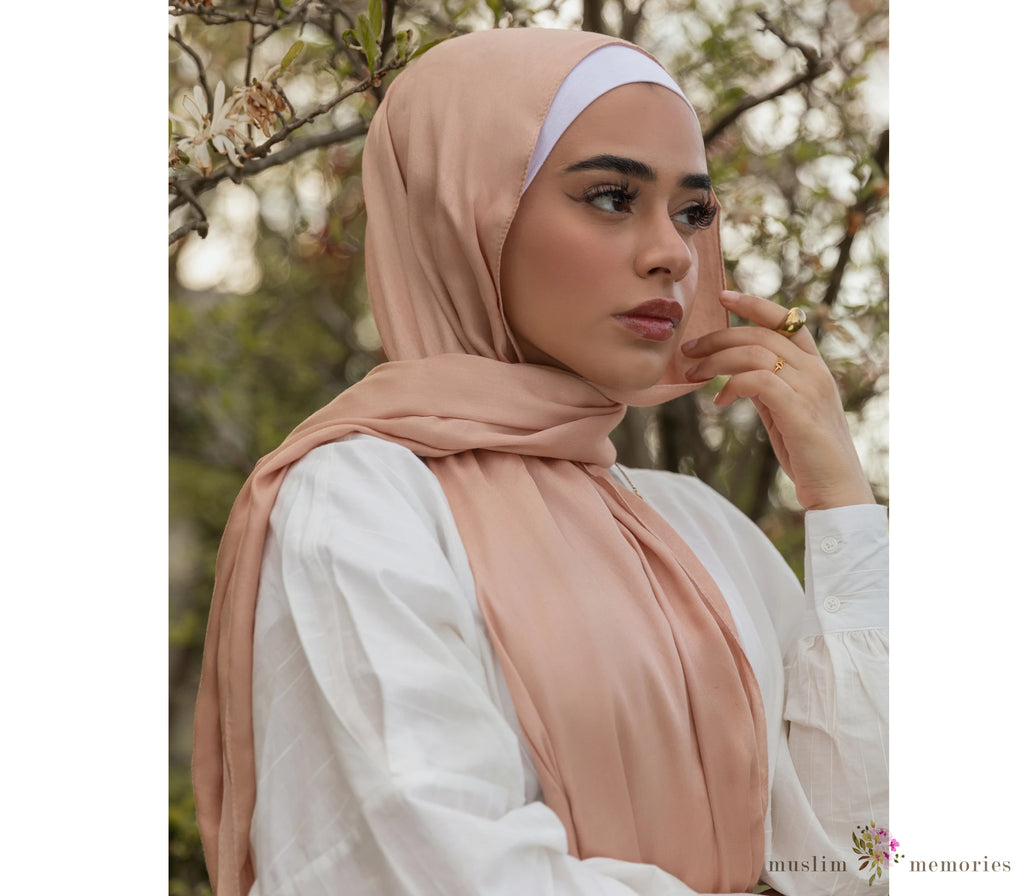 FRENCH ROSE Satin Modal Hijab Muslim Memories