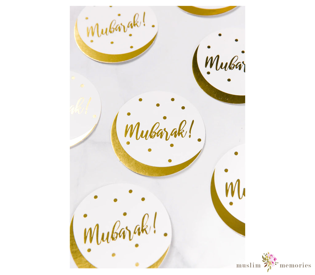 Gold Stamped 'Mubarak!' Party Coasters (Set of 12) Amasi Decor