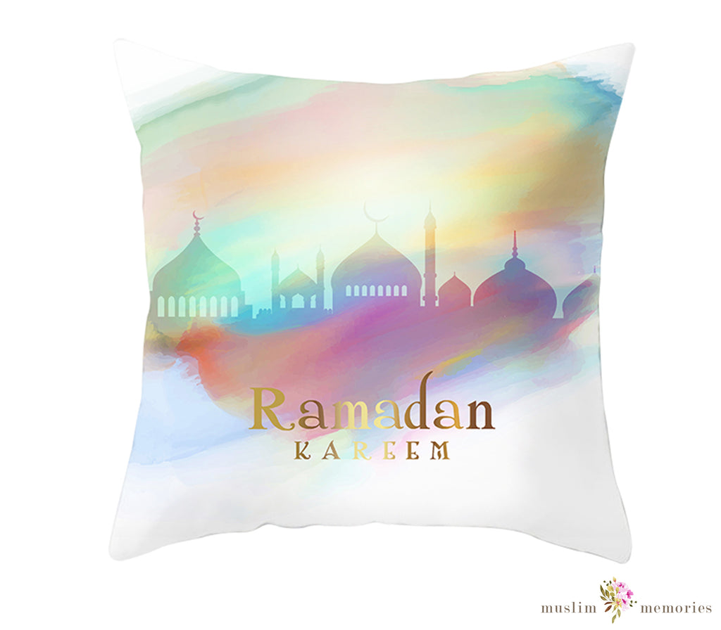Ramadan Kareem Rainbow Mosques Pillow Case Muslim Memories