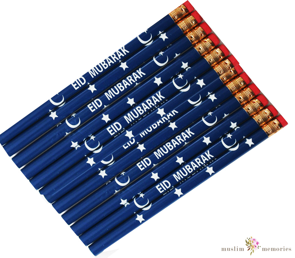 Eid Mubarak 12 Piece Pencils Set-Blue Muslim Memories