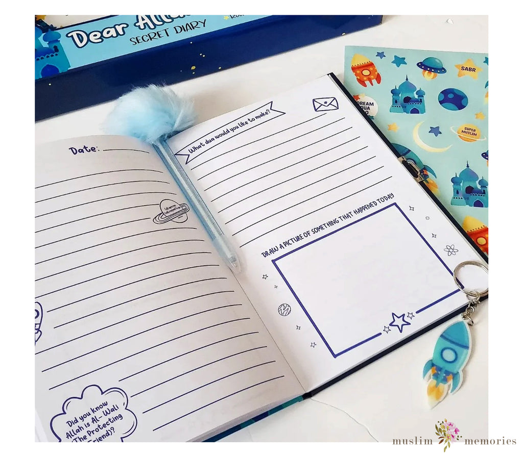 Dear Allah Children's Secret Diary Gift Set - Blue Imaan Kidz