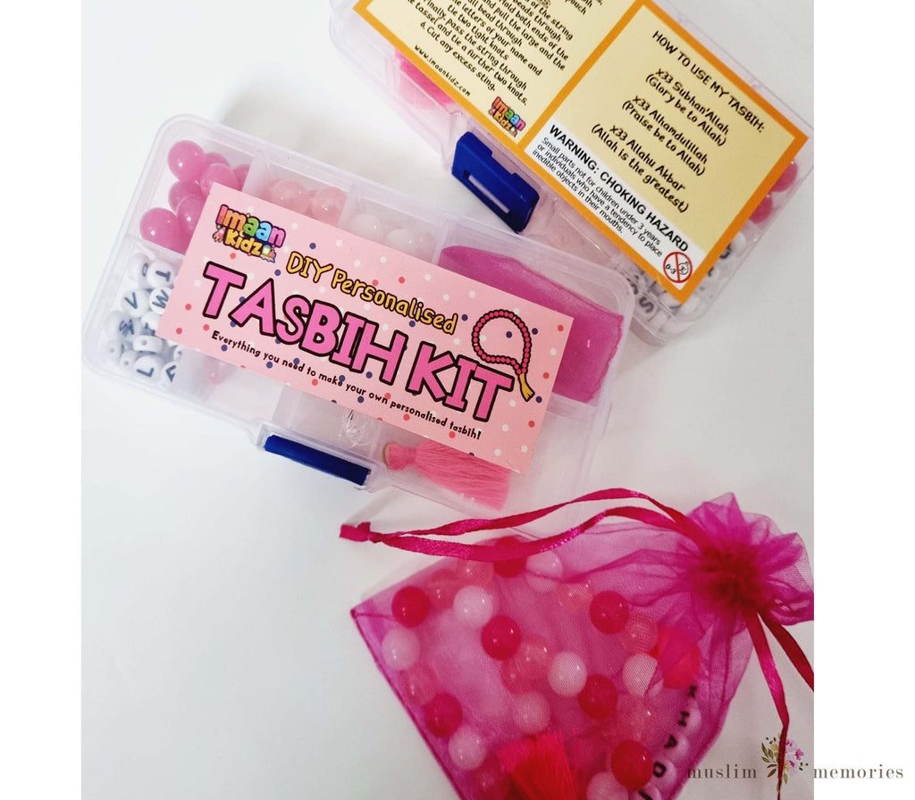 Kids Islamic Tasbih Pink Prayer Beads Gift Kit Imaan Kidz