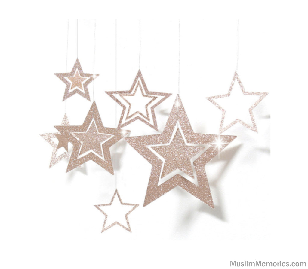 Ramadan Decoration Glitter Hanging Star Garland (Multiple Colors) Muslim Memories
