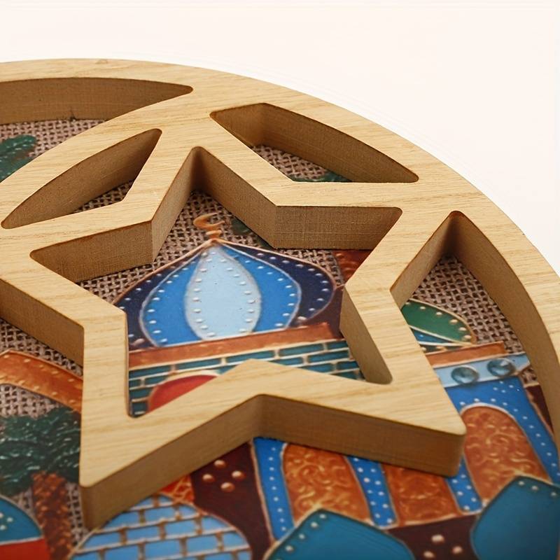 Colored Star & Crescent Bamboo Platter Muslim Memories