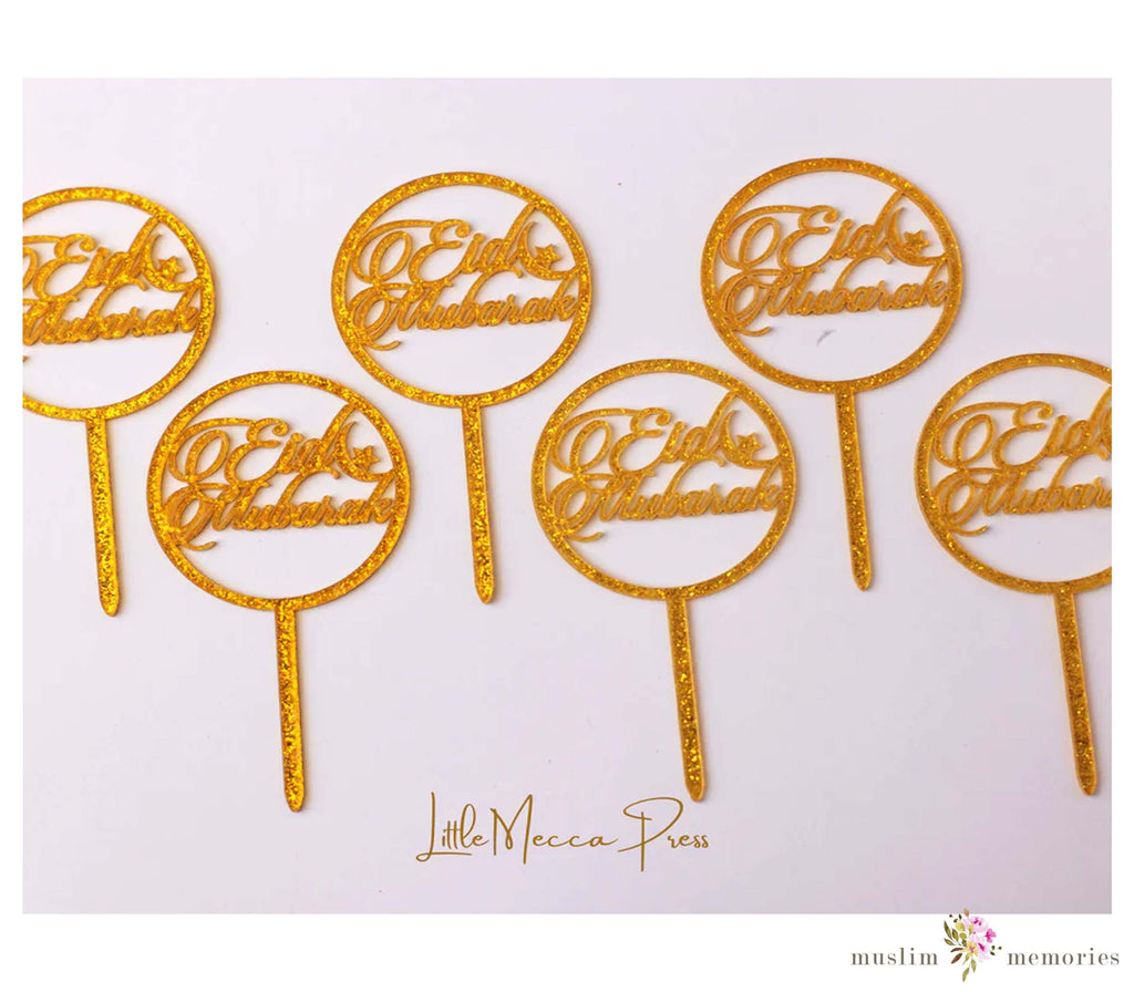 Eid Mubarak Acrylic Cupcake Topper Pack of 6 LITTLE MECCA PRESS