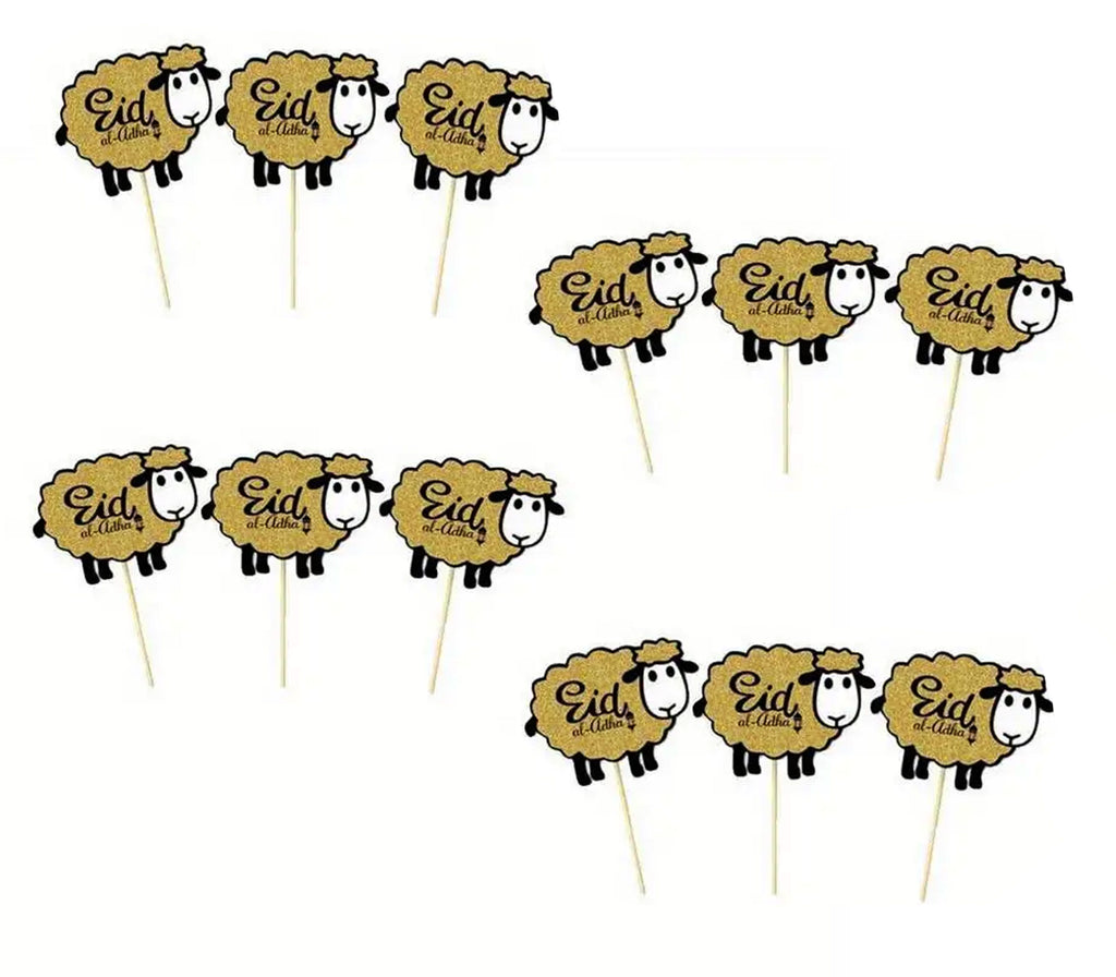 12pcs Golden Lamb Cupcake Topper Muslim Memories