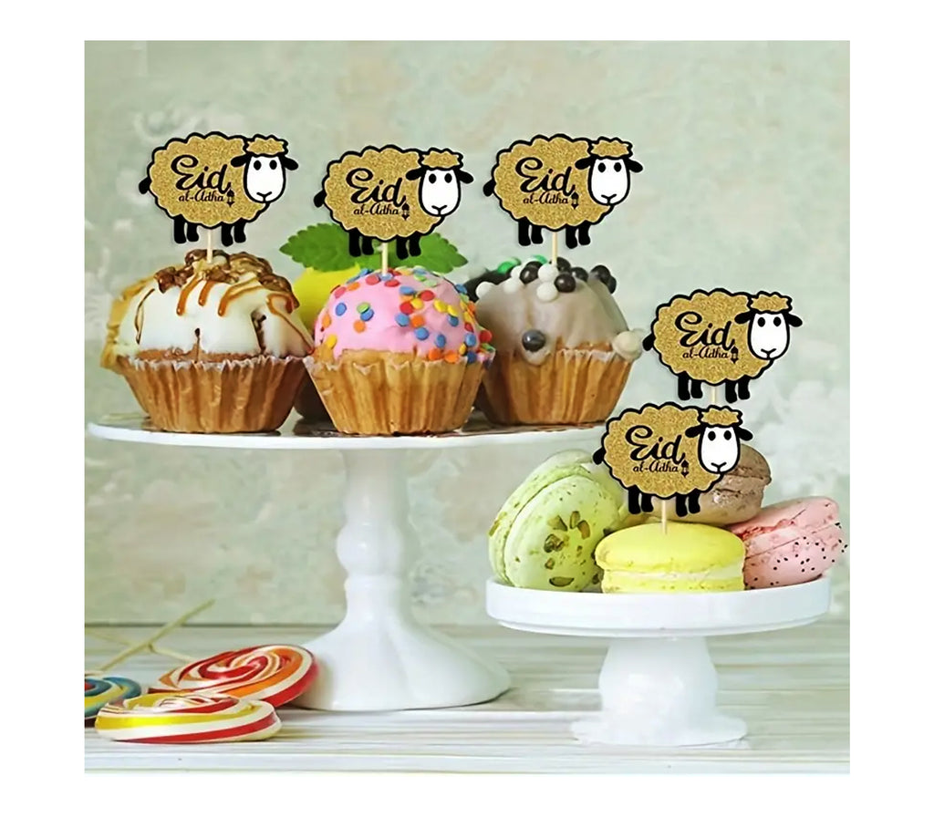 12pcs Golden Lamb Cupcake Topper Muslim Memories