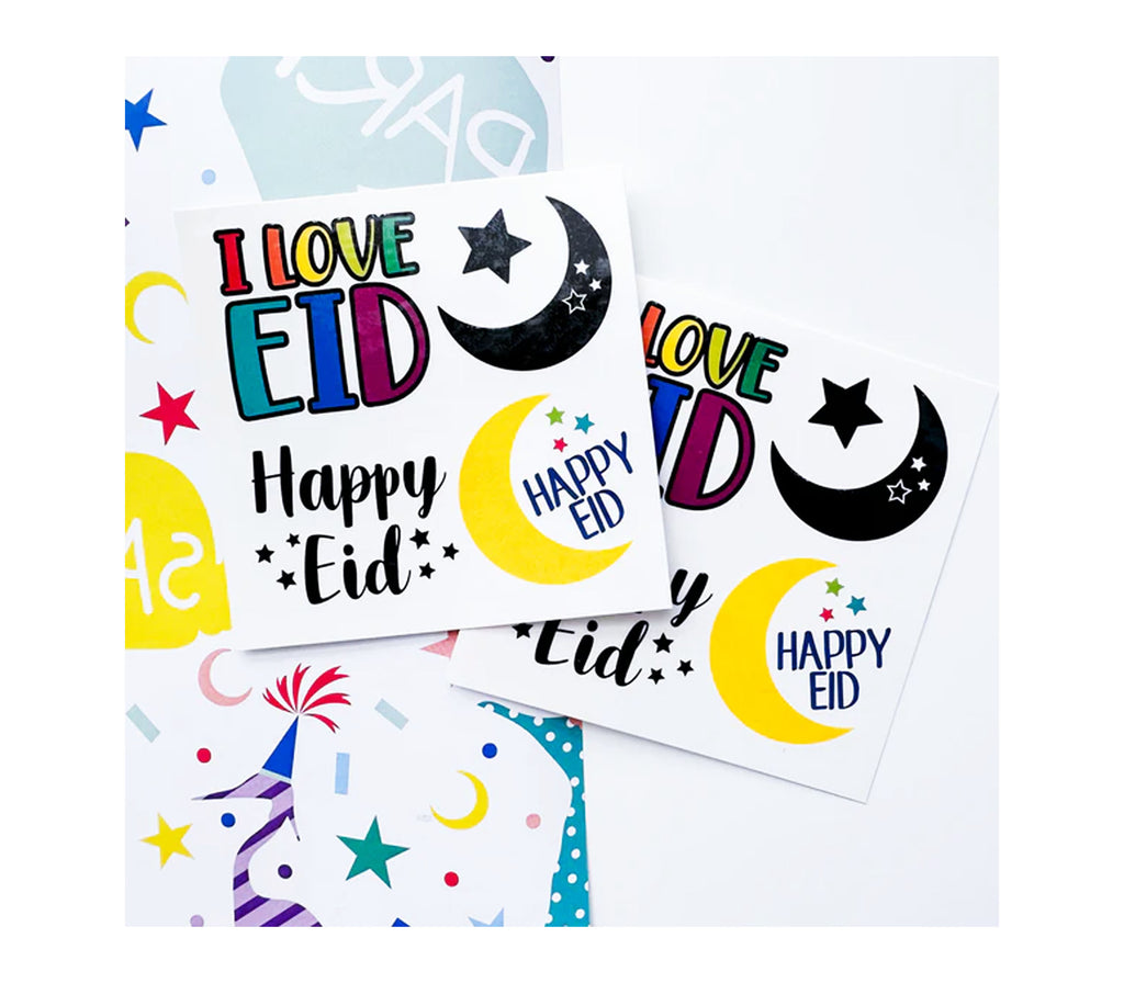 Colorful Eid Temporary Tattoos Set of 2 Mubarak Paper Co.