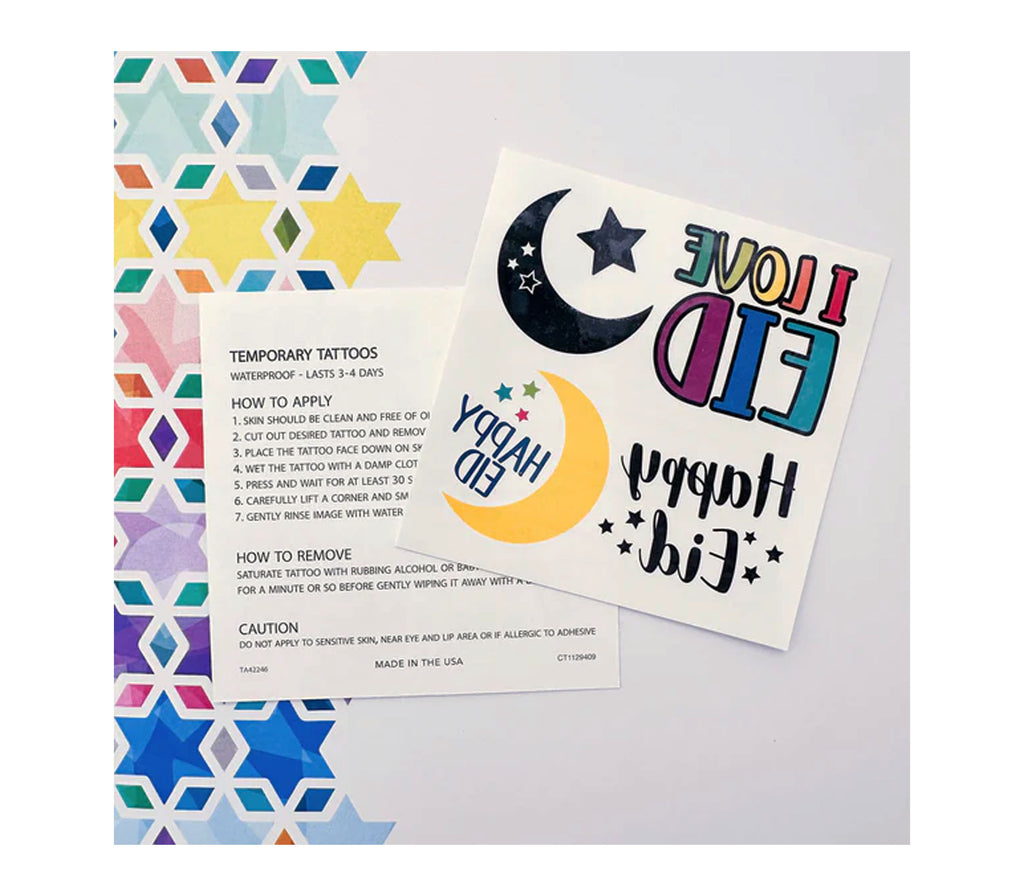 Colorful Eid Temporary Tattoos Set of 2 Mubarak Paper Co.