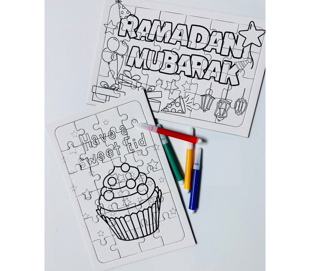 "Have A Sweet Eid" Coloring Puzzle Little Muslim Craft Corner