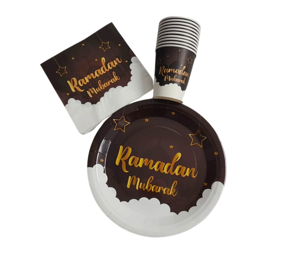 Ramadan Mubarak Brown and Gold Plate Set of 10 U-SHINE CRAFT CO.