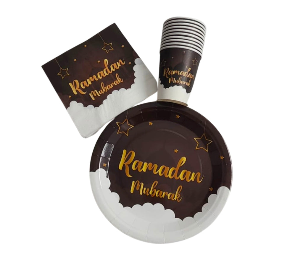 Ramadan Mubarak Brown and Gold Paper Cups U-SHINE CRAFT CO.