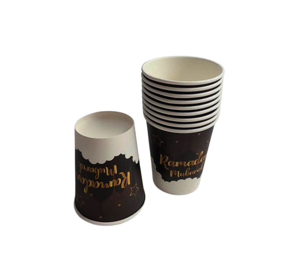 Ramadan Mubarak Brown and Gold Paper Cups U-SHINE CRAFT CO.