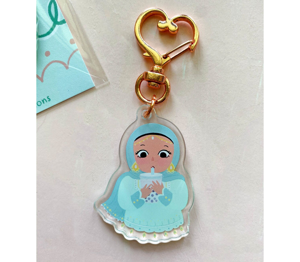 Keychain It's Boba Time HUDHUD CREATIONS