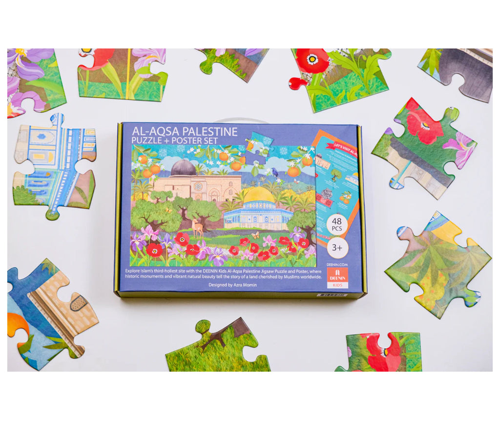 DEENIN Kids' Al-Aqsa Palestine Puzzle + Poster Set - 48-Piece Educational, Vibrant & Large Floor (2 ft x 3 ft) Puzzle for Children DEENIN