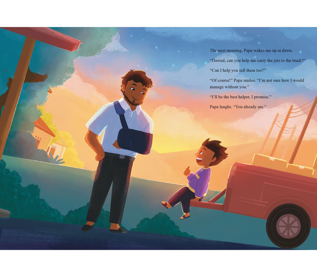 Dawud Helps Ruqaya's bookshelf