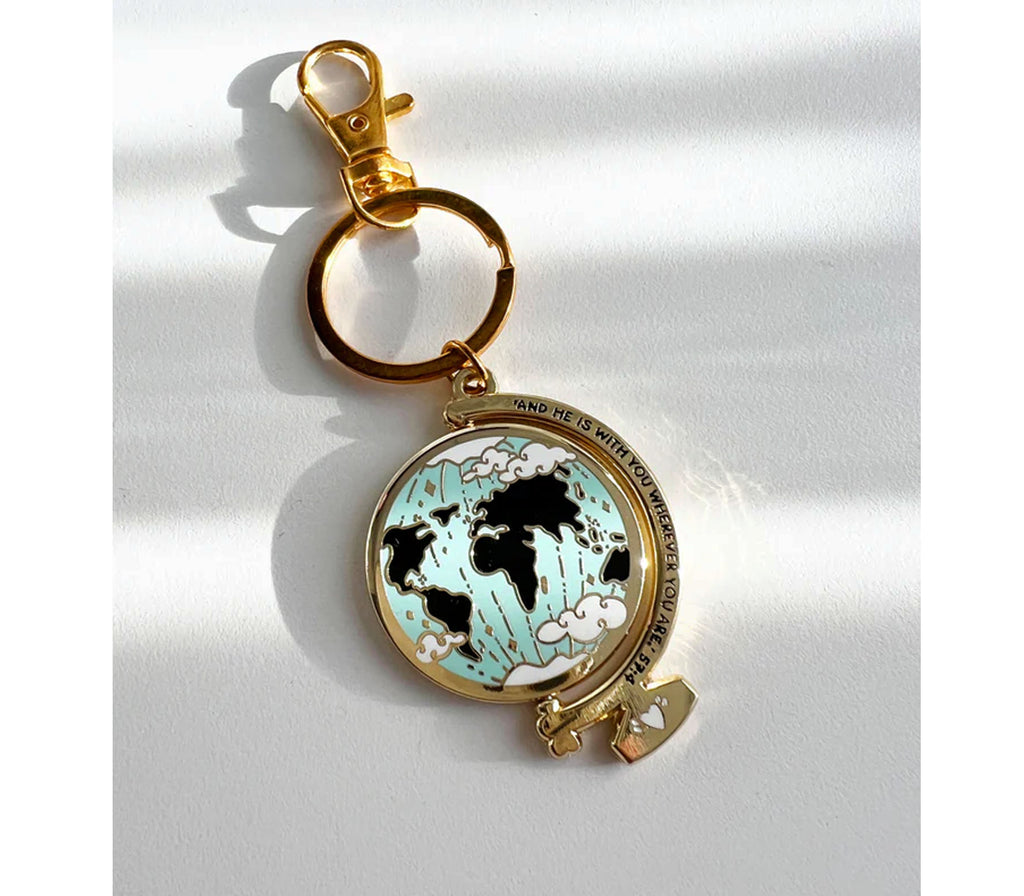 Globe Keyring "And He is with You Wherever You Are! Quote Lovin'