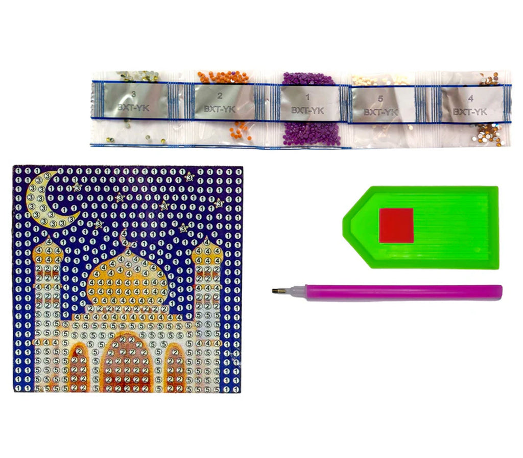Moonlit Masjid Acrylic Magnet - Diamond Art Kit Kandeely