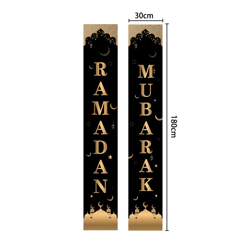 Black Ramadan Mubarak Door Porch Sign Set U-SHINE CRAFT CO.