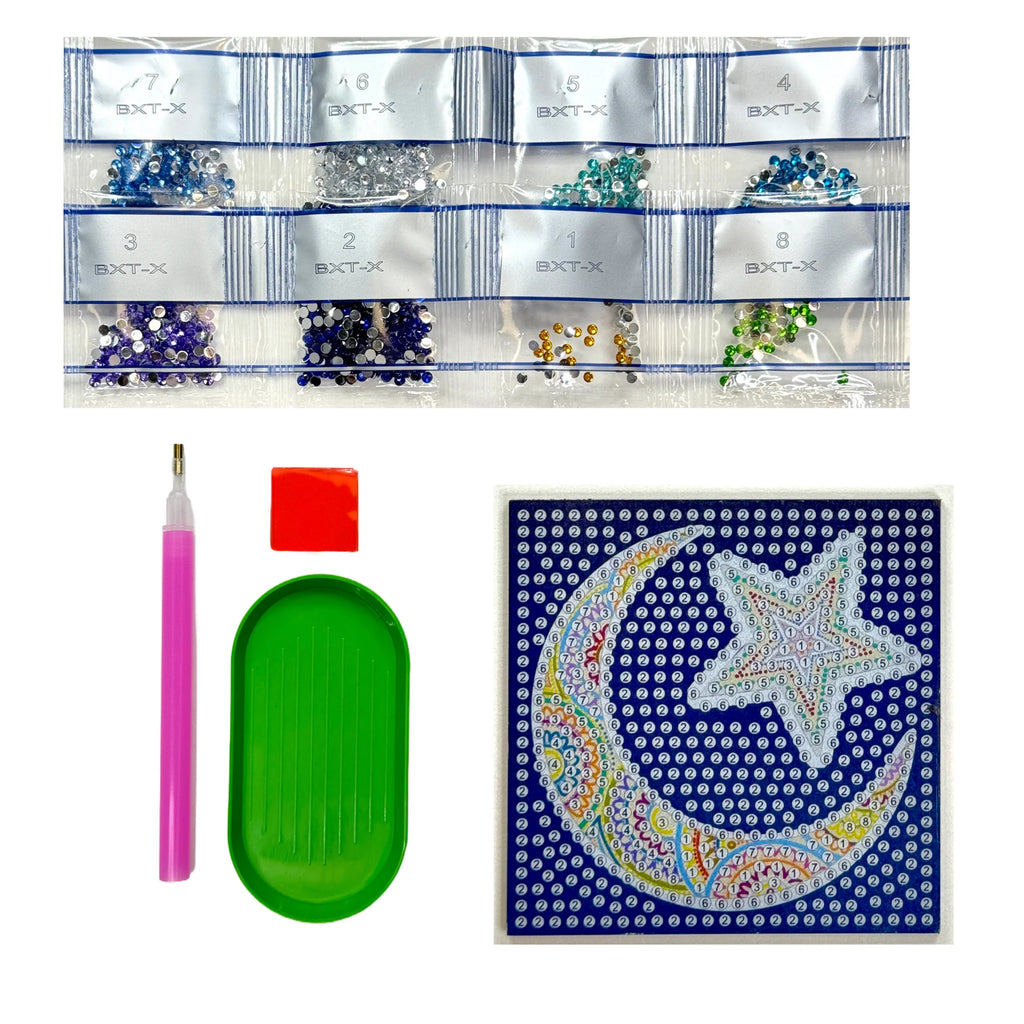 Moon & Star Acrylic Magnet - Diamond Art Kit Kandeely