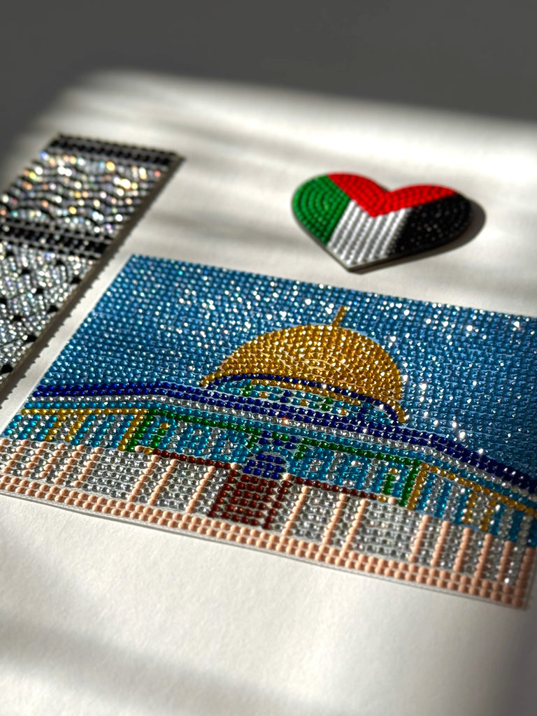 Palestine Flag Heart Acrylic Magnet - Diamond Art Kit Kandeely
