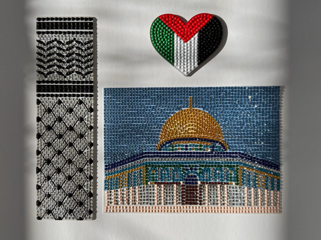 Palestine Flag Heart Acrylic Magnet - Diamond Art Kit Kandeely