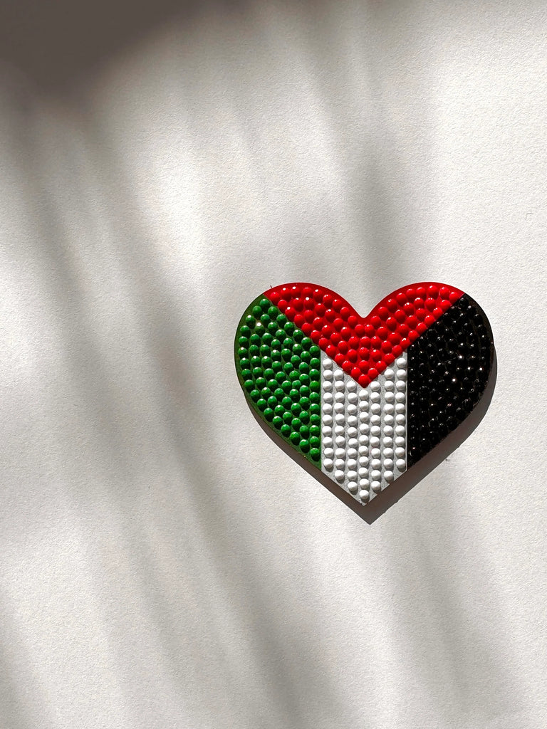 Palestine Flag Heart Acrylic Magnet - Diamond Art Kit Kandeely