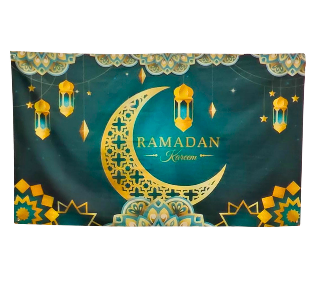 Ramadan Mubarak Backdrop Banner Green & Gold U-SHINE CRAFT CO.