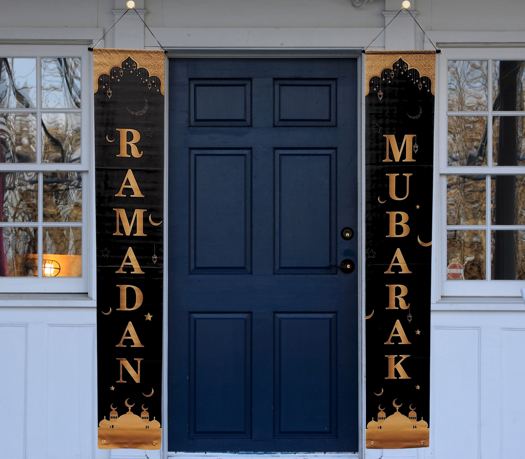Black Ramadan Mubarak Door Porch Sign Set U-SHINE CRAFT CO.