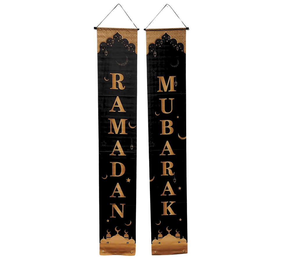 Black Ramadan Mubarak Door Porch Sign Set U-SHINE CRAFT CO.