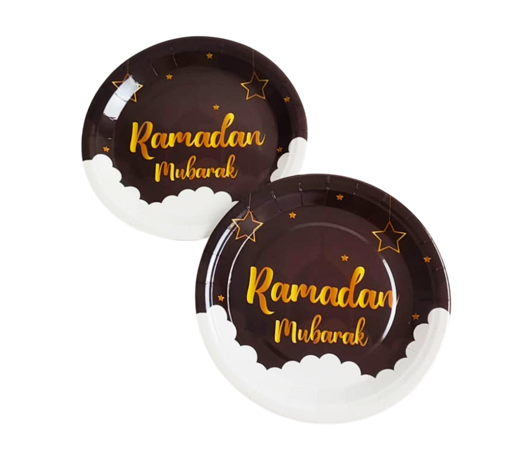 Ramadan Mubarak Brown and Gold Plate Set of 10 U-SHINE CRAFT CO.