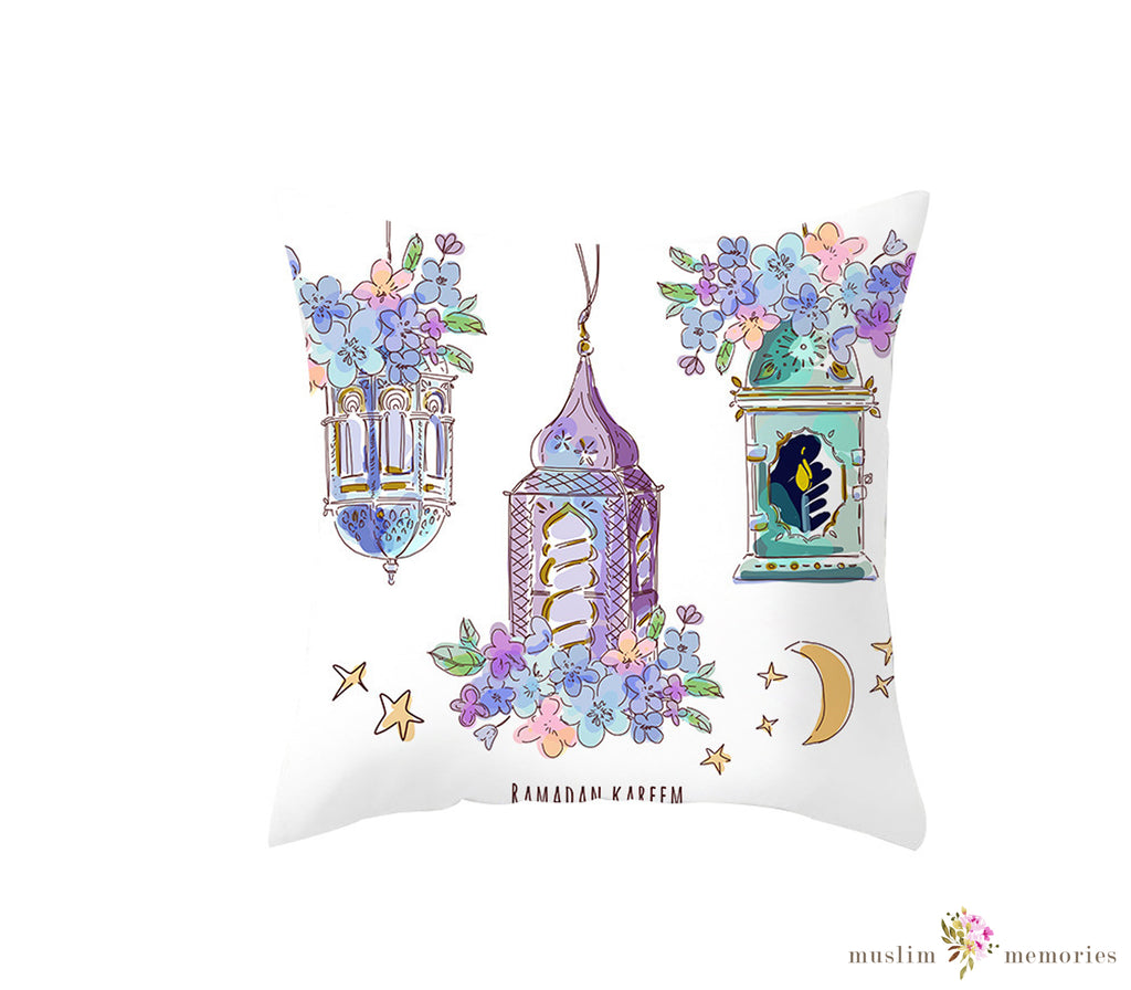 Floral Lantern Ramadan Mubarak  Pillow Case Muslim Memories