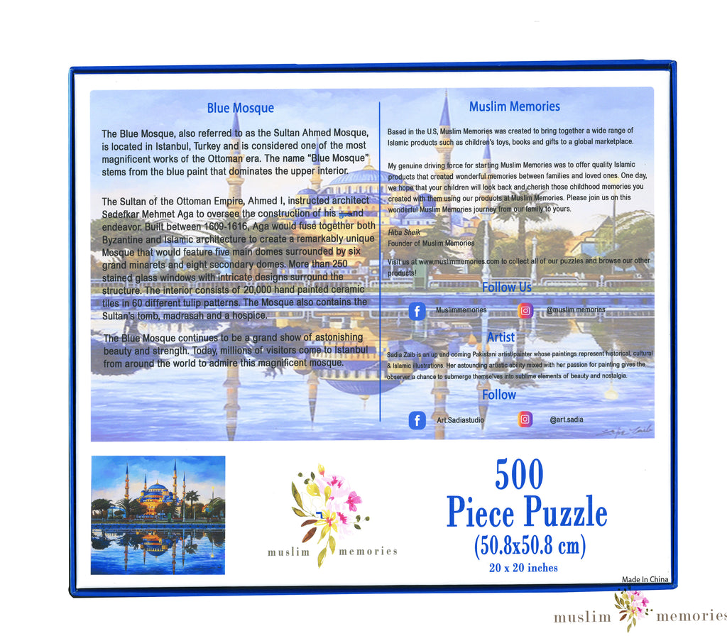 Islamic Puzzle of The Blue Mosque A 500 Piece Set Muslim Memories