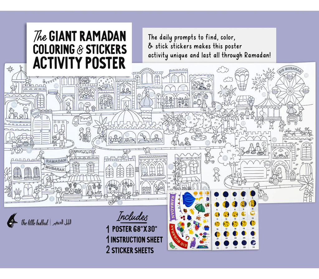 Ramadan Giant Coloring Poster and Stickers Set Muslim Memories