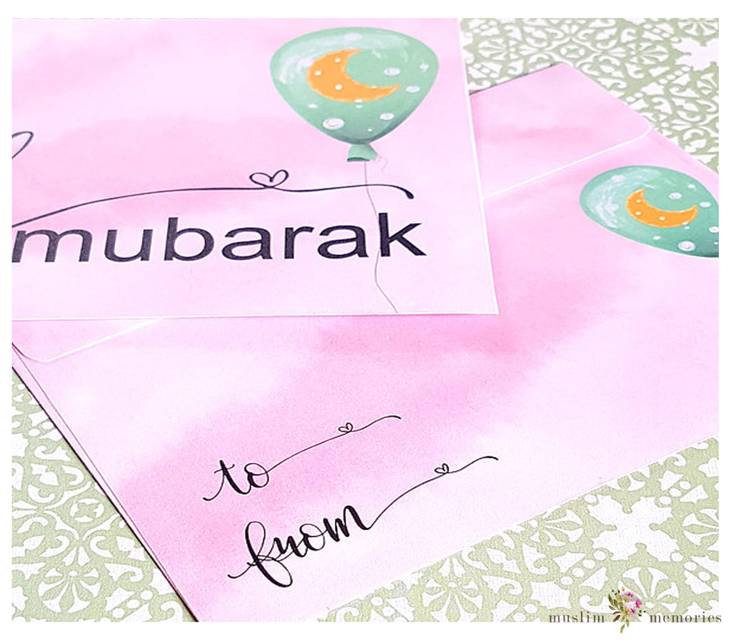 Pink Balloon Eidi Envelopes Muslim Memories