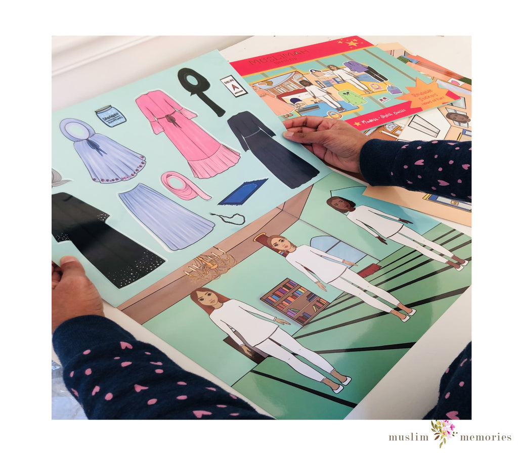 Muslimah Dress-up Activity, Reusable activity set stickers Muslim Memories