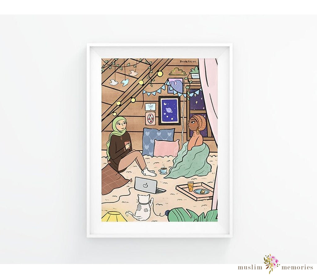 Cute Hijabi Islamic Wall Art Prints Muslim Memories