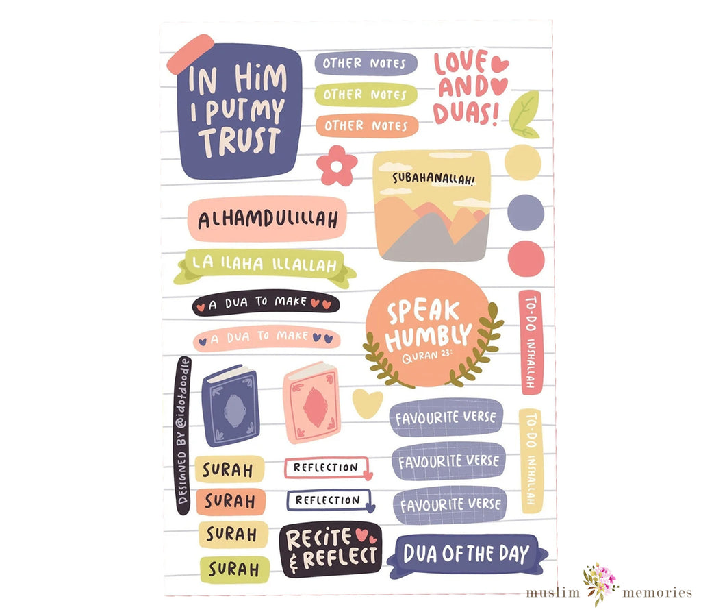 Islamic Journal Sticker Sheet - Quran Journaling Muslim Memories