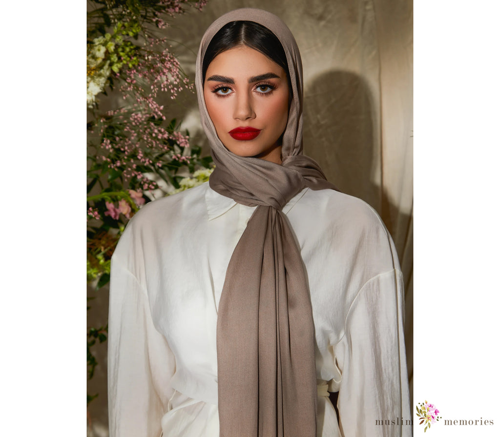 PEWTER Satin Modal Hijab Muslim Memories