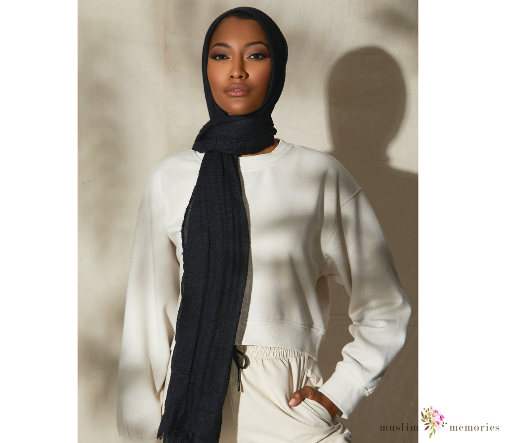 ONYX (Black) Premium Cotton Hijab Muslim Memories