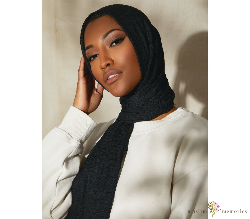 ONYX (Black) Premium Cotton Hijab Muslim Memories