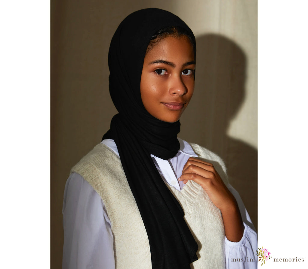 Kids' Effortless (Pre-Sewn) BLACK Hijab Muslim Memories