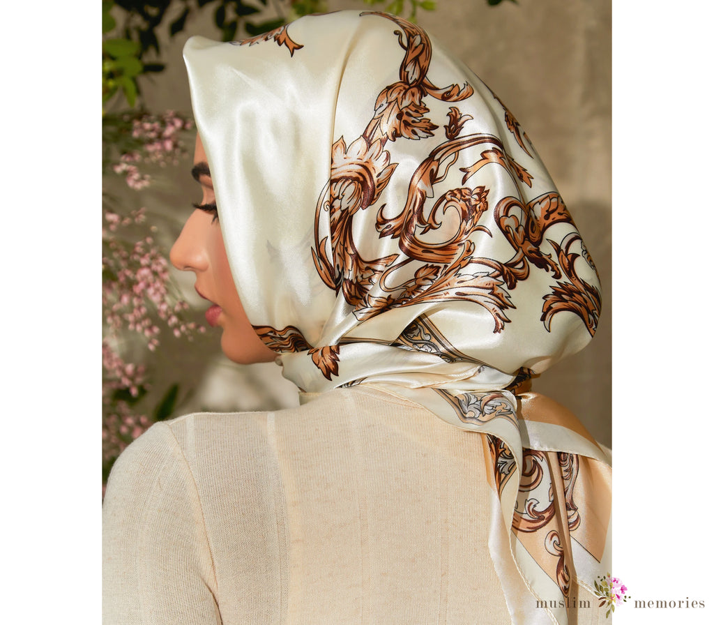 CHATOU Square Satin Hijab Muslim Memories