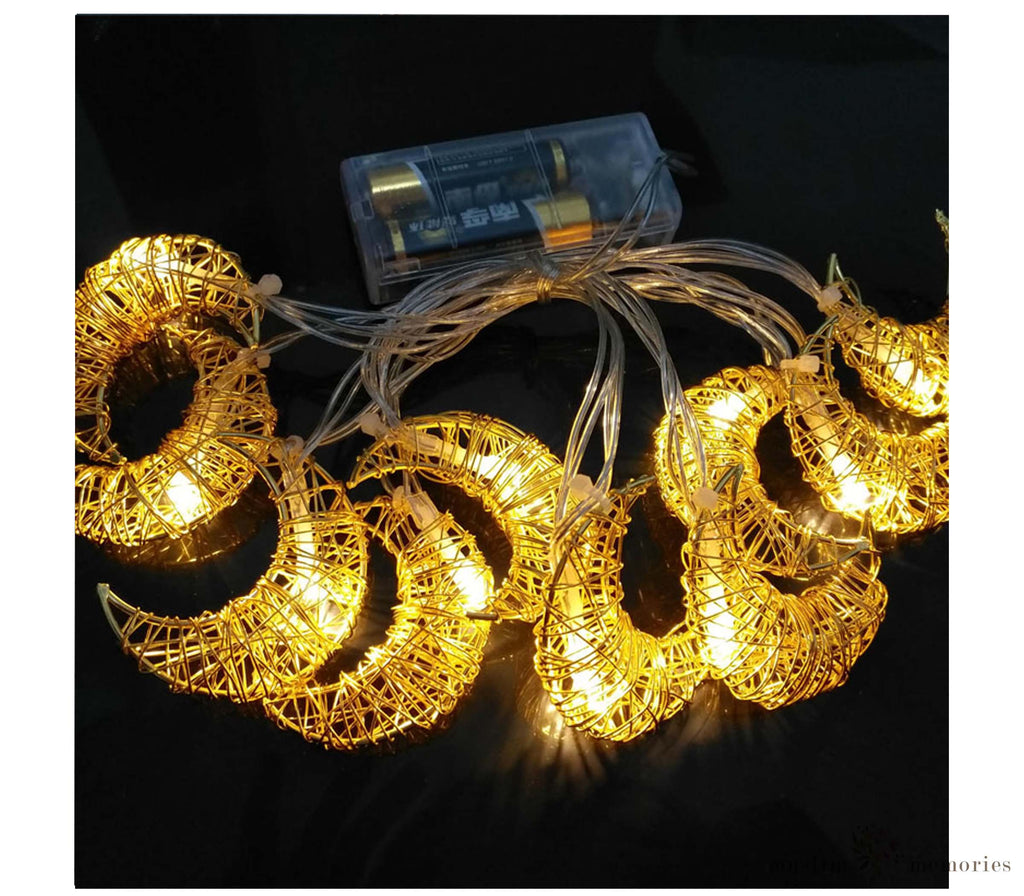 Metal Moon Hanging Pendants LED String Lights Muslim Memories