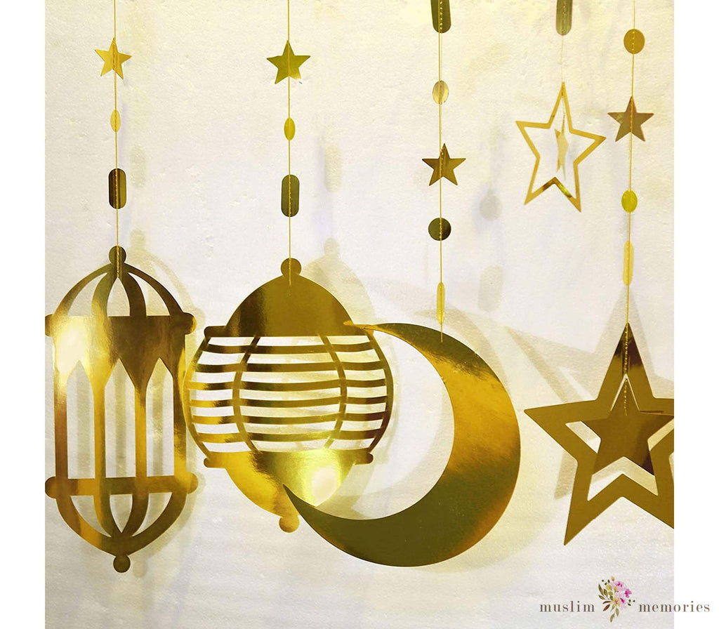 Shining-Gold-Star-Moon-Lantern-Ramadan-Eid-Garland Muslim-Memories